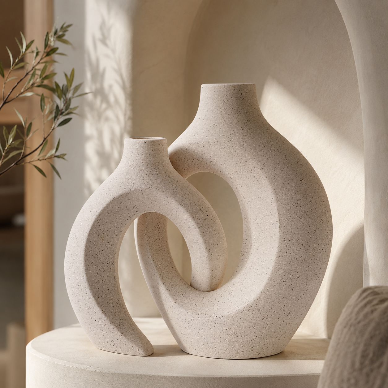 Embrace Sculptural Vase Set – Sandstone