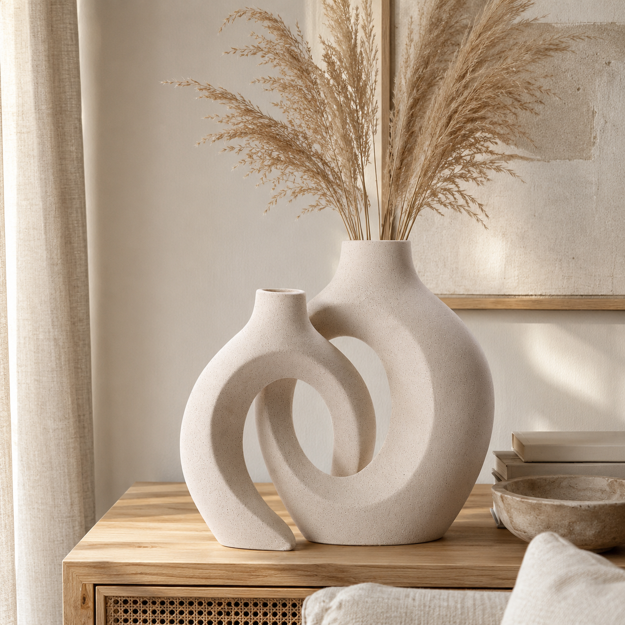 Embrace Sculptural Vase Set – Sandstone