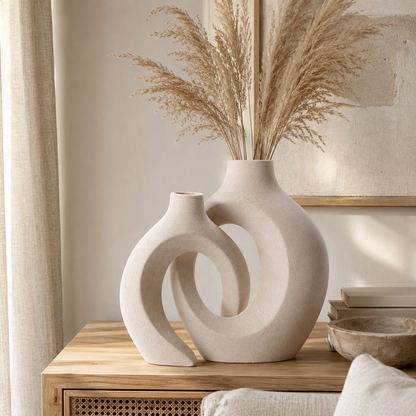 Embrace Sculptural Vase Set – Sandstone