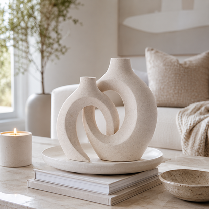 Embrace Sculptural Vase Set – Sandstone