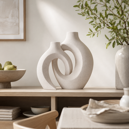 Embrace Sculptural Vase Set – Sandstone