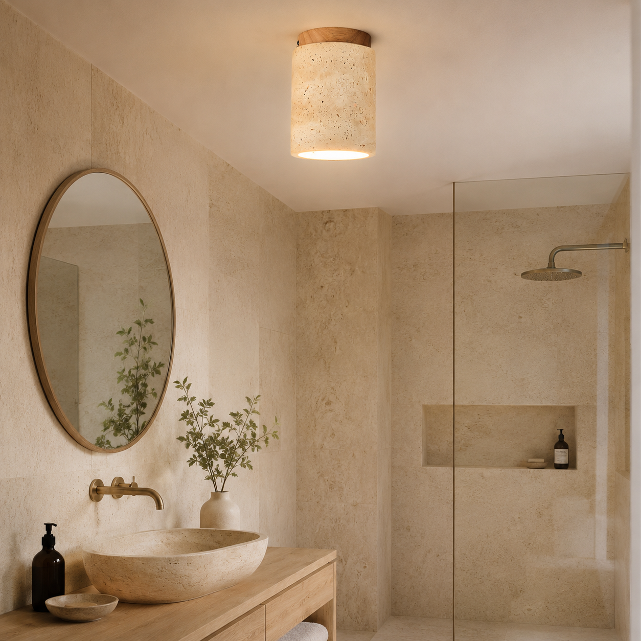 Solara Travertine Ceiling Light