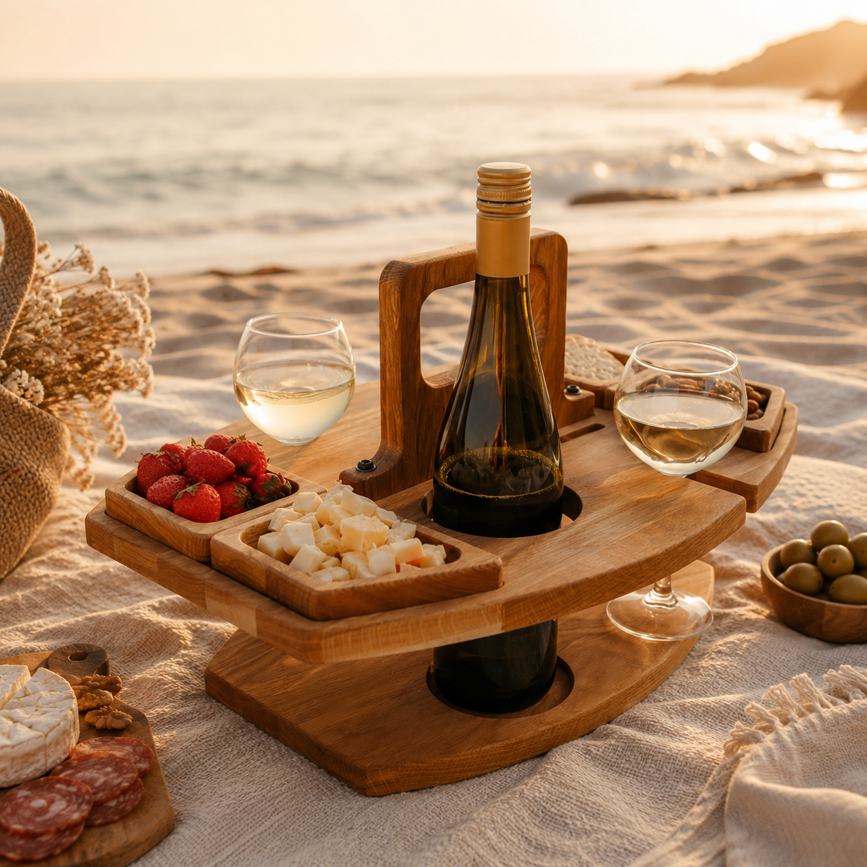 Sip & Graze Wooden Wine Caddy