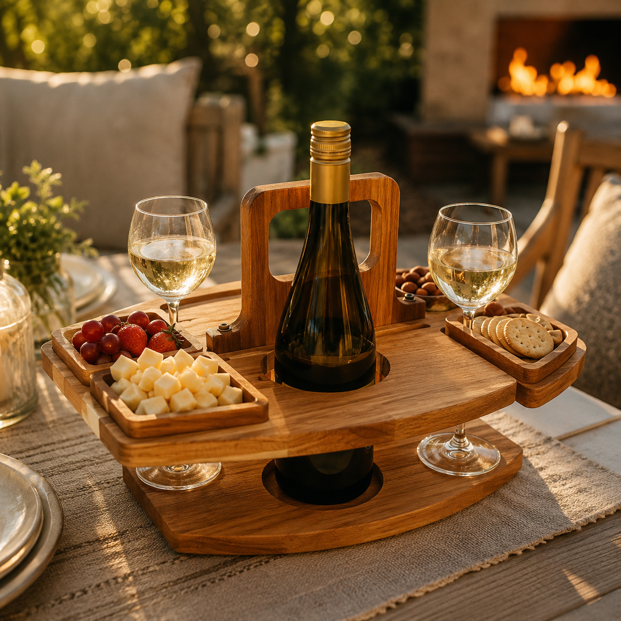 Sip & Graze Wooden Wine Caddy