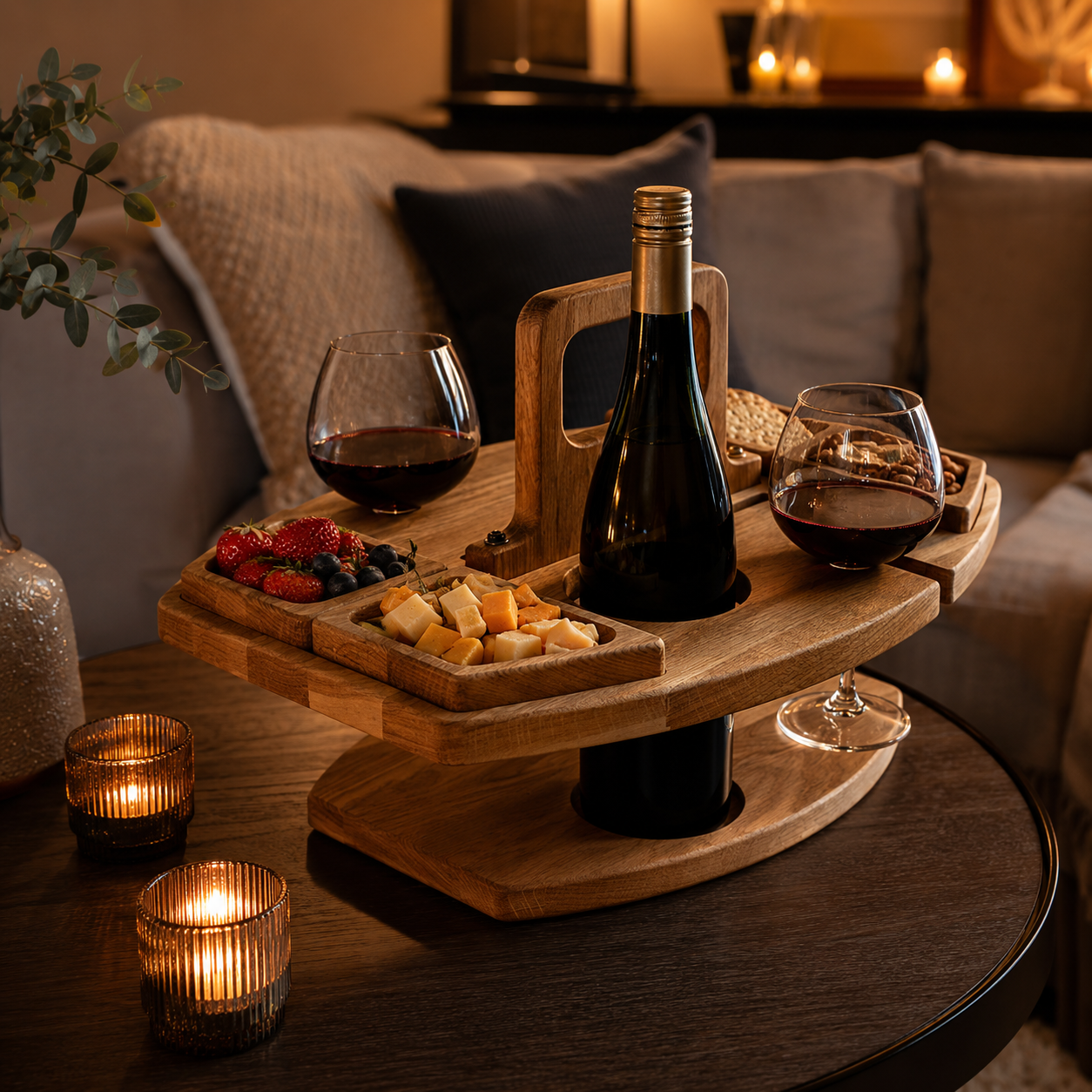 Sip & Graze Wooden Wine Caddy