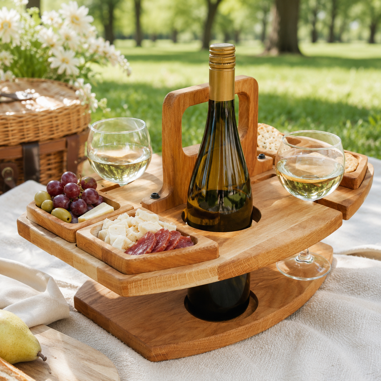 Sip & Graze Wooden Wine Caddy