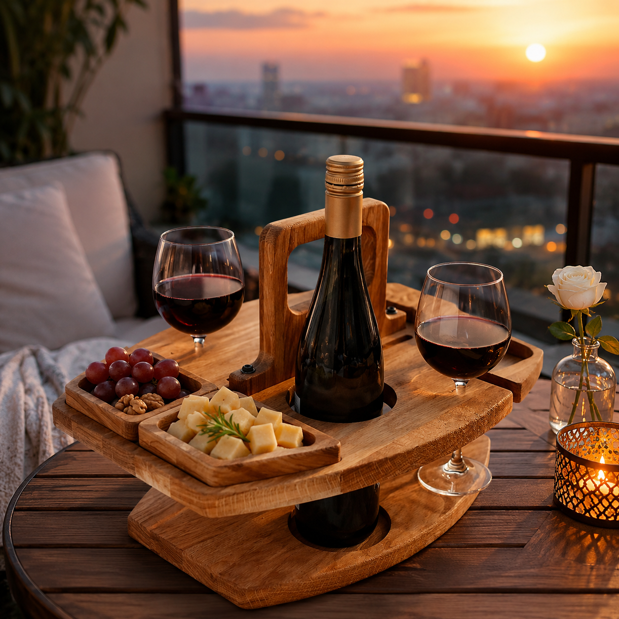 Sip & Graze Wooden Wine Caddy