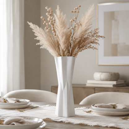 Sculptural Hourglass Ceramic Vase – White